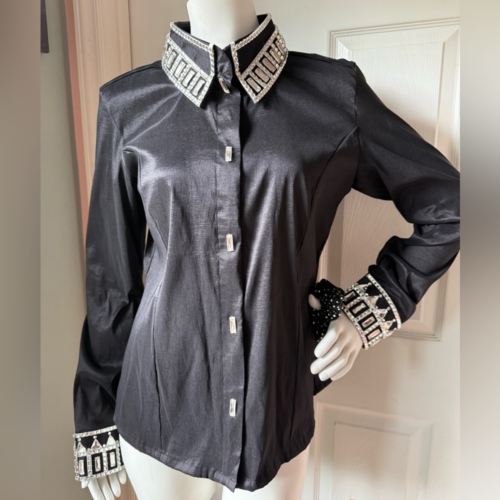 Embellished Black Western Show/Day Shirt